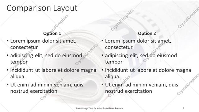 Comparison presentation slide layout
