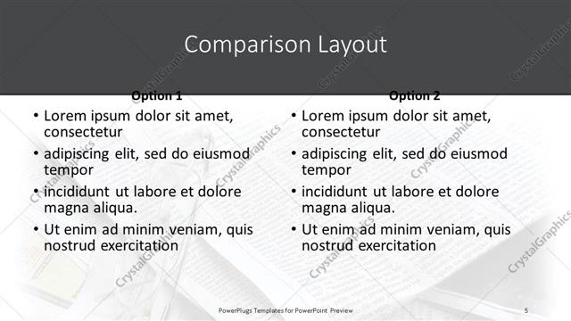 Comparison presentation slide layout