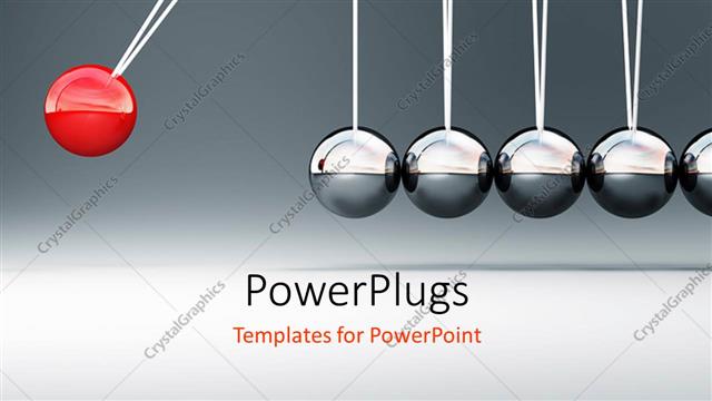  Presentation with newton cradle - Newton cradle with one red ball at end