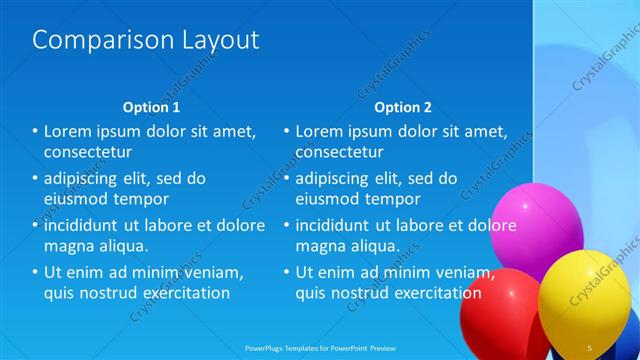 Comparison presentation slide layout