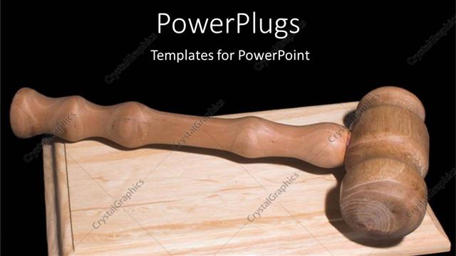  Presentation with law - Nice wooden gavel on wooden surface with black background