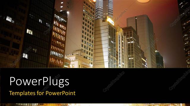  Presentation with night sky - Night sight of urban city with skyscrapers rising to the sky