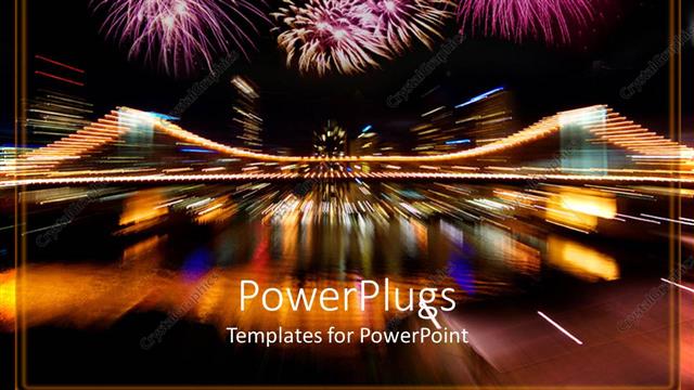  Presentation with night sky - Night time view of lots of fire crackers in the sky