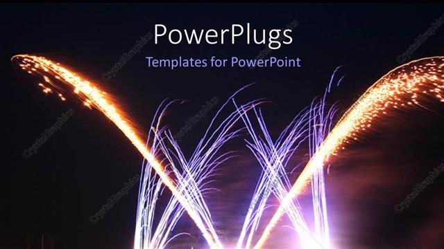  Presentation with fireworks - Night time view of lots of sparking celebration fireworks