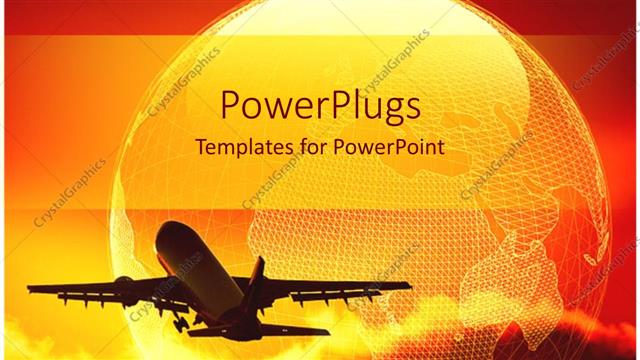  Presentation with airplane night - Night view of an airplane taking off in yellow clouds