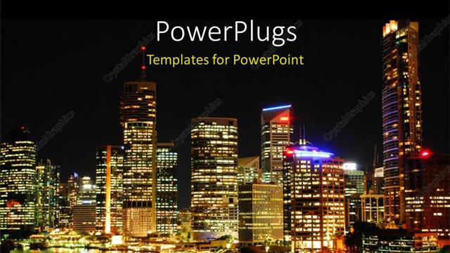  Presentation with tall building - Night view of Brisbane Australia with tall building and light