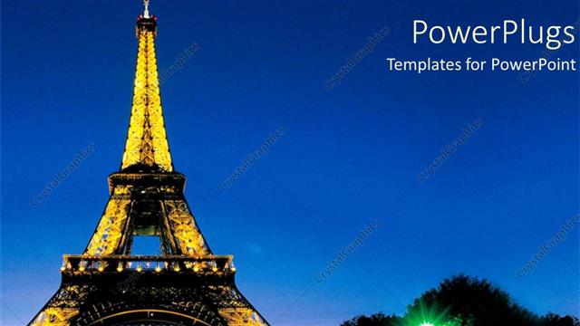  Presentation with eiffel tower - Night view of the Eiffel tower in France with lights