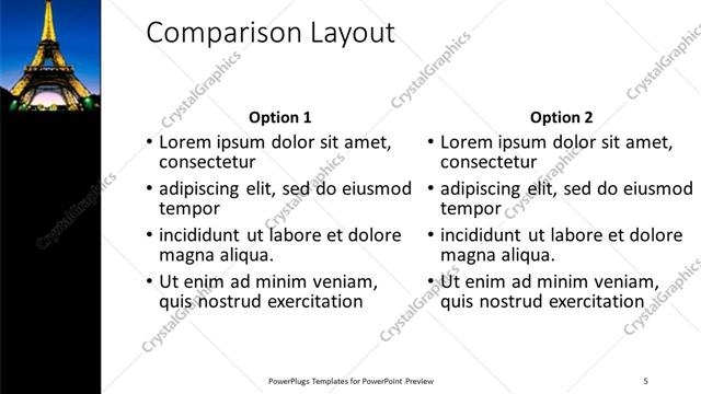 Comparison presentation slide layout