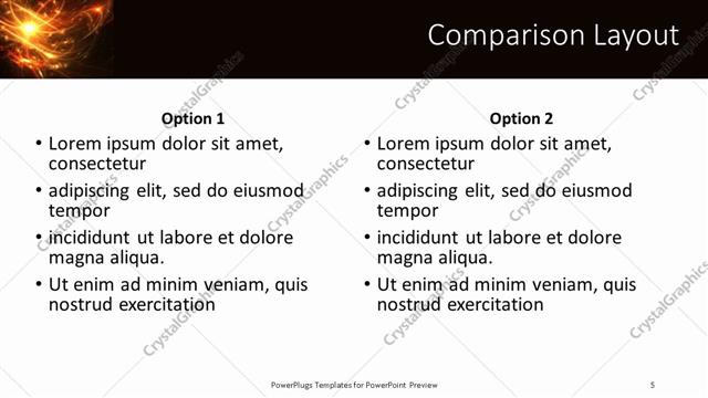 Comparison presentation slide layout