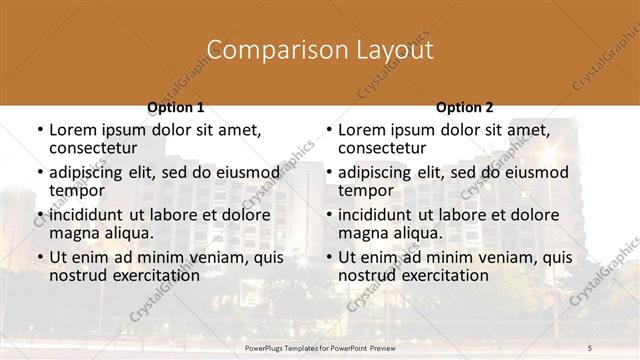 Comparison presentation slide layout