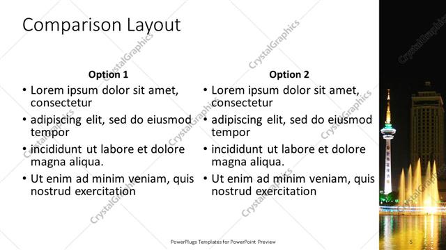 Comparison presentation slide layout