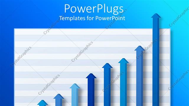  Presentation with arrows - Nine arrows on a graph in different shades of blue