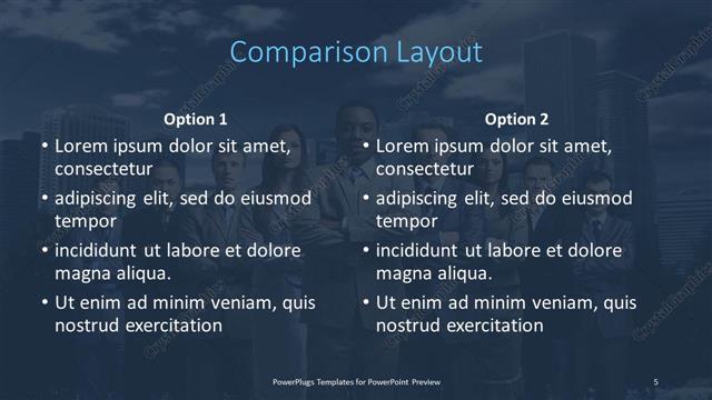 Comparison presentation slide layout