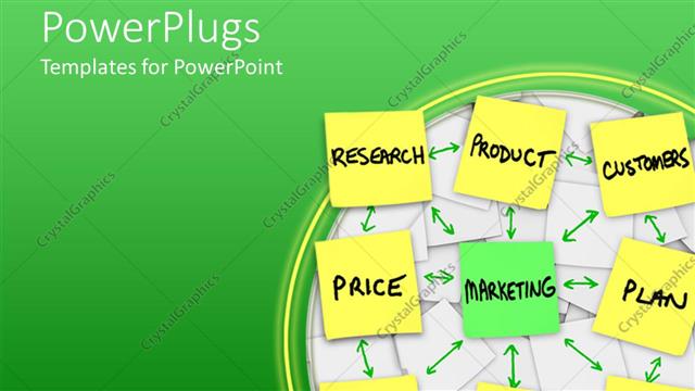  Presentation with sticky notes - Nine square sticky notes with written words and arrows