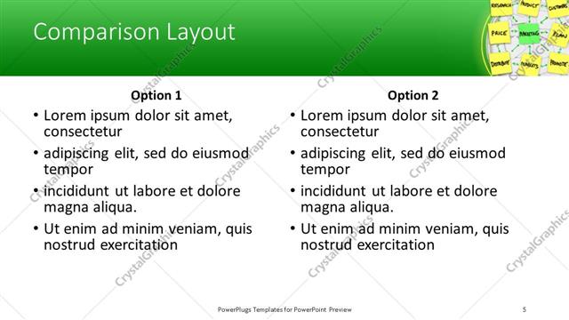 Comparison presentation slide layout
