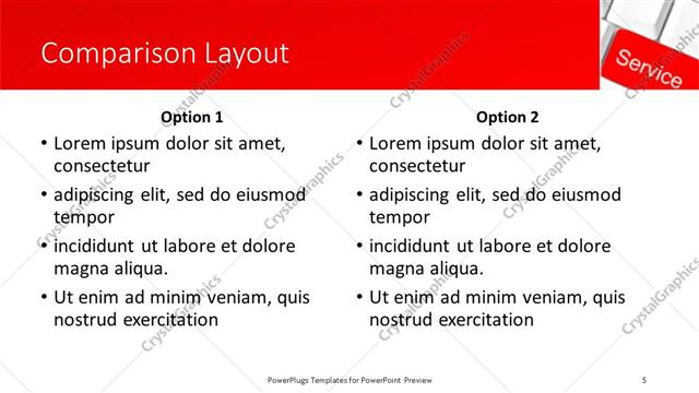 Comparison presentation slide layout