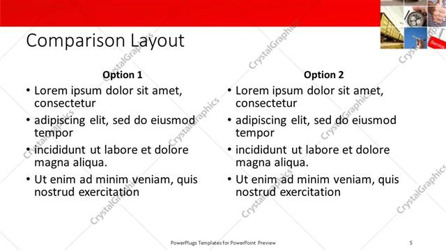 Comparison presentation slide layout