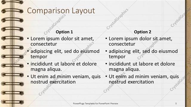 Comparison presentation slide layout
