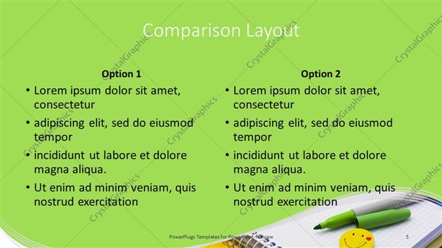 Comparison presentation slide layout