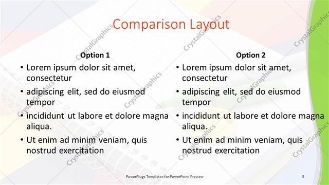 Comparison presentation slide layout
