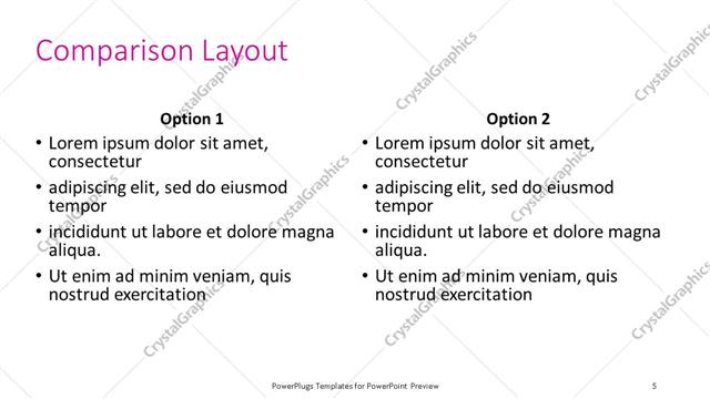 Comparison presentation slide layout