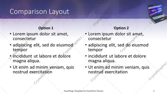Comparison presentation slide layout