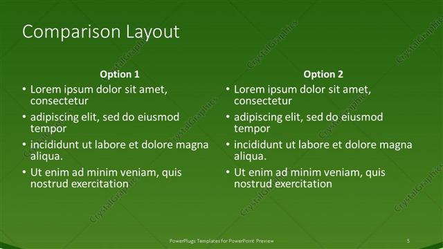 Comparison presentation slide layout