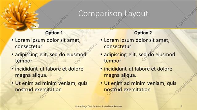 Comparison presentation slide layout