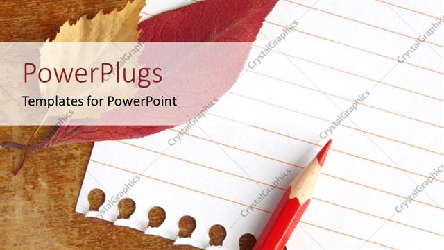  Presentation with orange - Notepad page with orange pencil and autaumn leaves