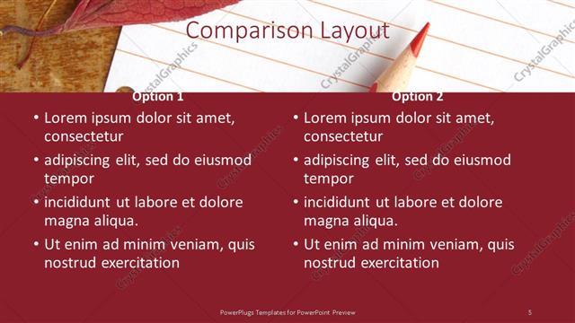 Comparison presentation slide layout