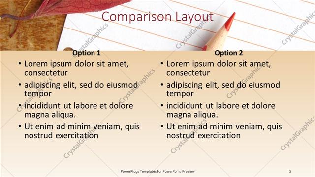 Comparison presentation slide layout