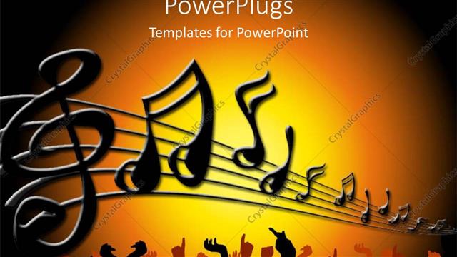  Presentation with music notes - The notes of music over the group of dancing people