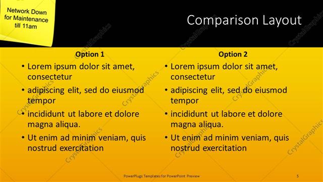 Comparison presentation slide layout