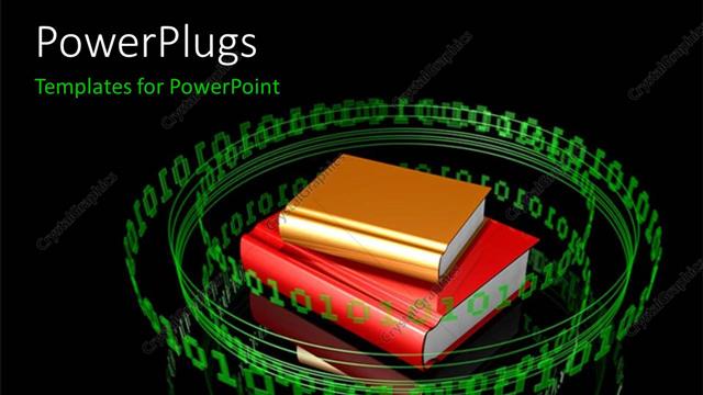  Presentation with books - A numbe rof books with binary numbers surrounding it