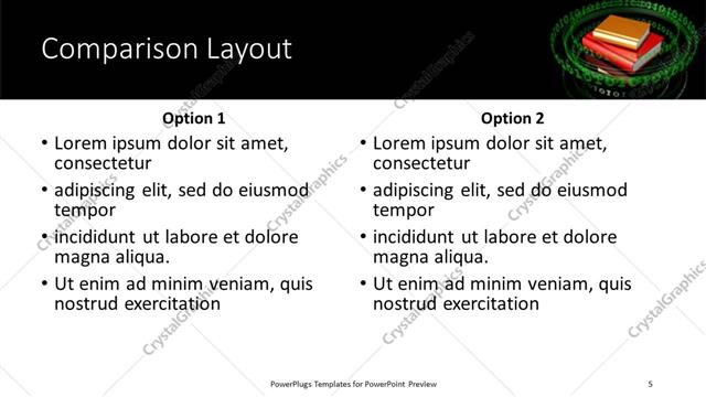 Comparison presentation slide layout