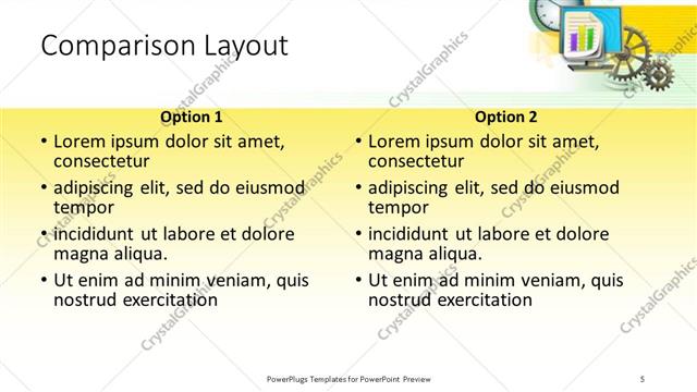 Comparison presentation slide layout