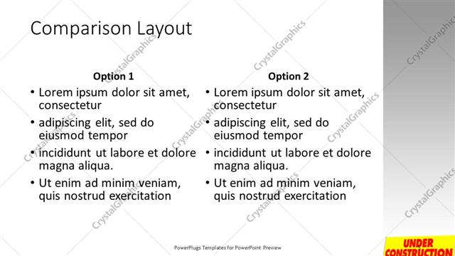 Comparison presentation slide layout