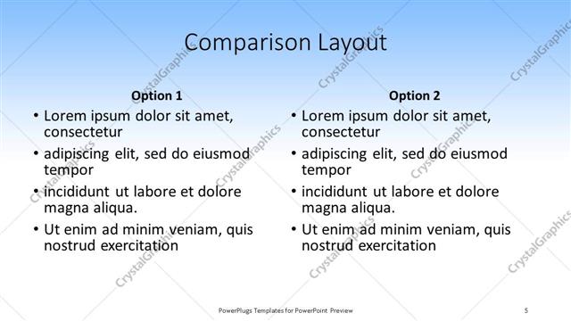 Comparison presentation slide layout