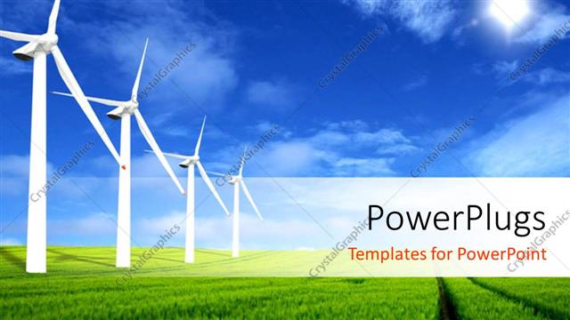  Presentation with energy - A numbe rof windmills in the line and a sky in background