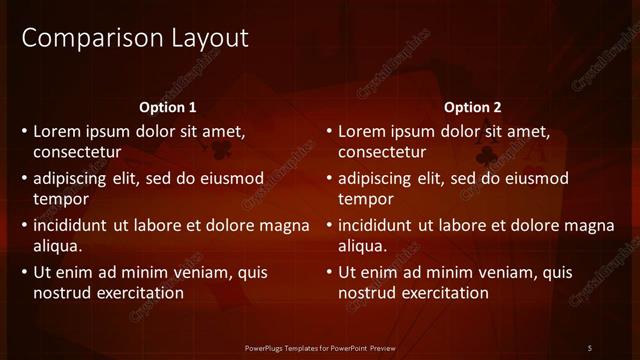 Comparison presentation slide layout