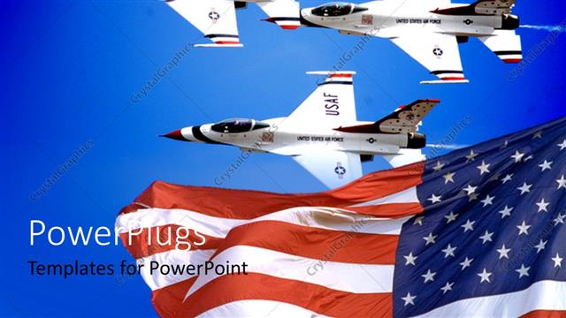  Presentation with force - A number of airplanes with an American flag