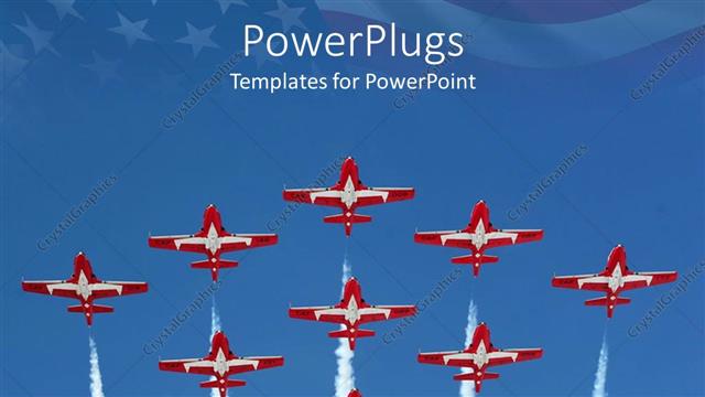  Presentation with american flag - A number of airplanes with American flag in the background