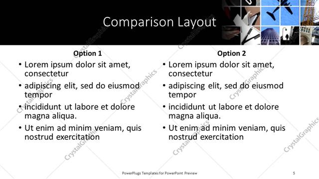 Comparison presentation slide layout