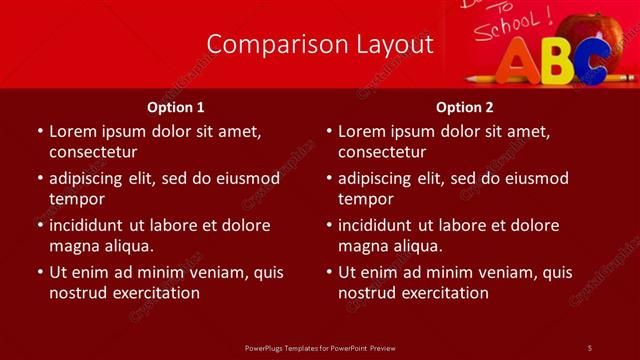 Comparison presentation slide layout