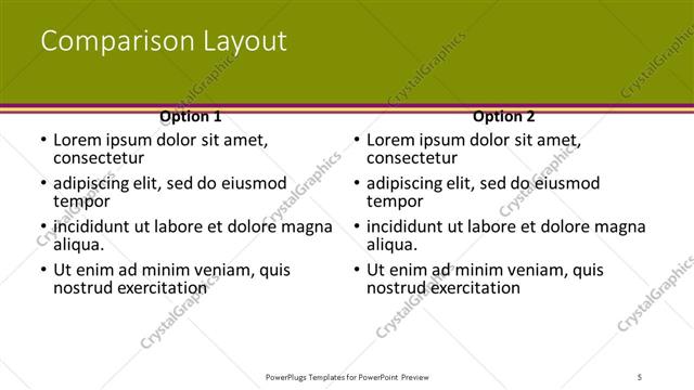 Comparison presentation slide layout