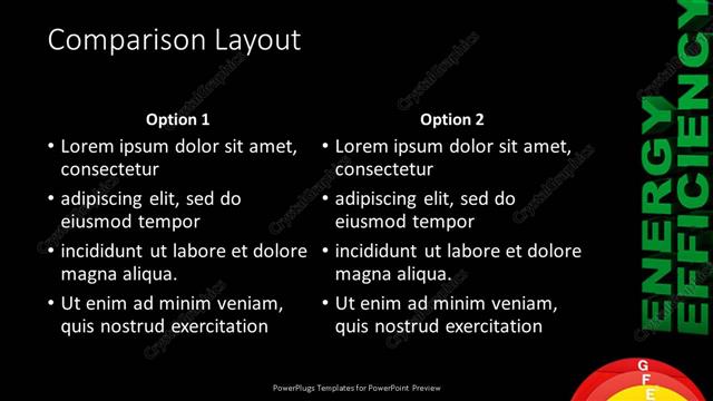 Comparison presentation slide layout