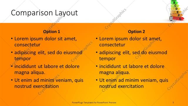 Comparison presentation slide layout