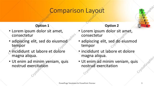 Comparison presentation slide layout