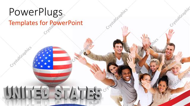  Presentation with united states flag - A number of American with globe in American flag