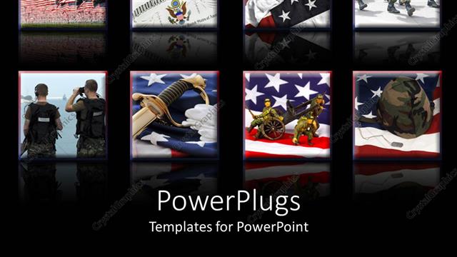  Presentation with military - A number of American soldiers with black background